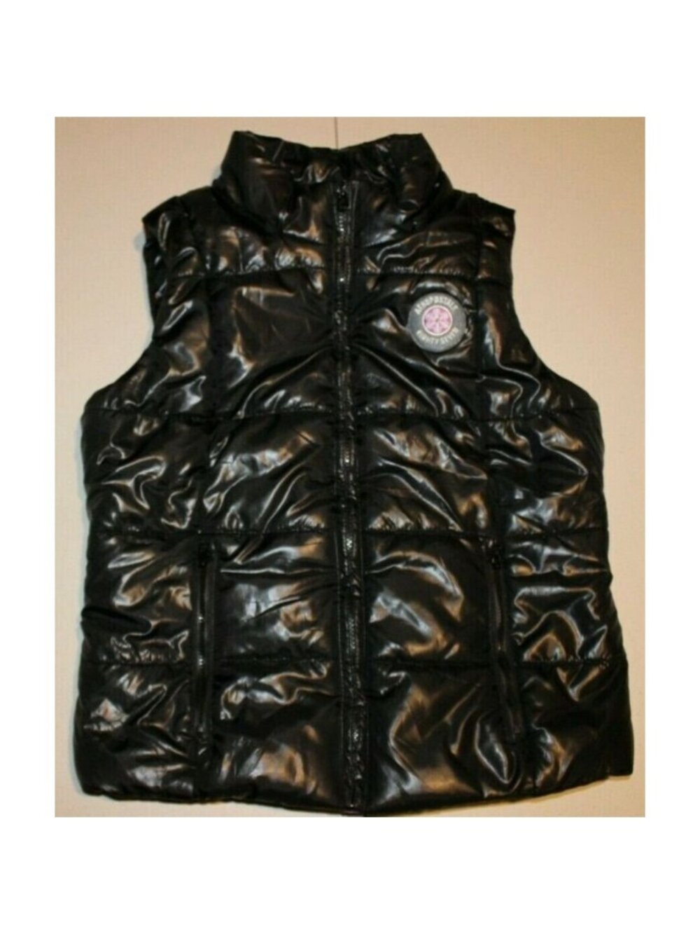 Womens Aeropostale Eighty Seven Puffer Vest Medium Black Animal Print Lining